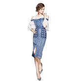 High Street Fashion Strapless Flared Sleeves Denim - FashionByTeresa